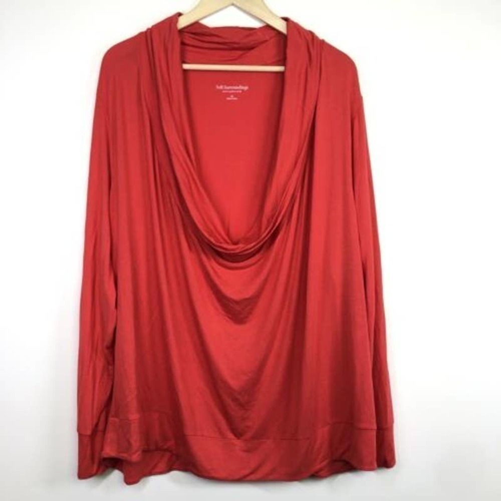 Soft Surroundings Cowl Neck Tunic Top Women's Plus Size 3X Red Long Sleeve